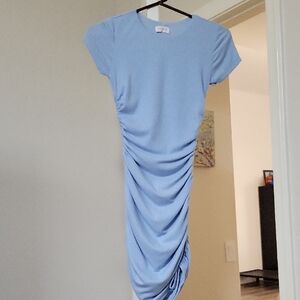 Rumor Elegant Blue Ruched Dress 6